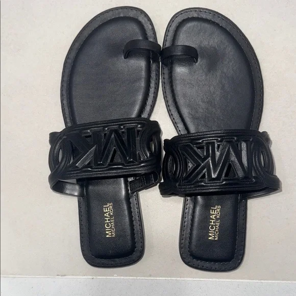 Michael Kors Black Leather Sandals - Picture 1 of 2